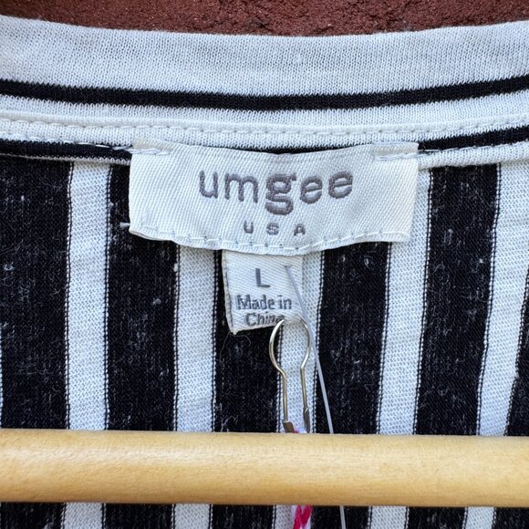 Umgee Top Large White Black Striped Linen Blend Sleeveless Loose Fit - Picture 5 of 9